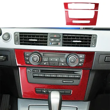 Червен Стикер От Въглеродни Влакна В Централната Конзола на Автомобила, Промяна на Въздушна Панел, Панел За BMW 3 E90 E92 E93, Автомобилни Вътрешна Аксесоари