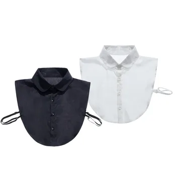 Черно-бели дамски ризи с подвижни ревери за възрастни, изкуствен яка, модни однотонная носи етикет за услугата блуза, сменящи кърпичка, Аксесоари за дрехи
