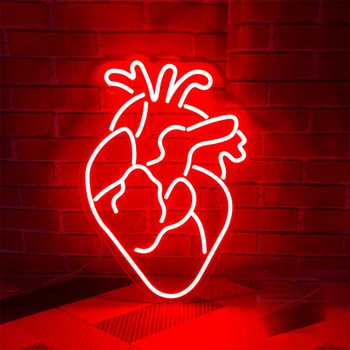 Човешкото Сърце По Поръчка Неонова реклама Led Светлинна Бар Спалня Офис Магазин Монтиране на Украса LED Неон Арт Завеси за Хол Лампи