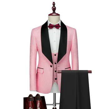 (Якета + Жилетка + Панталон Марка дрехи 2023, Блейзери, висококачествено мъжко палто с ласточкиным опашка/оборудвана Модерен бизнес костюм от три части