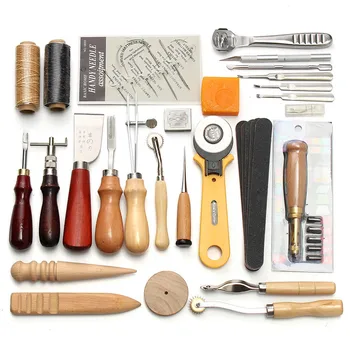 37 бр. набор от инструменти за бродерия от кожа, ръчно бродиран, перфорация, дърворезба, седло, набор от ръчни инструменти 