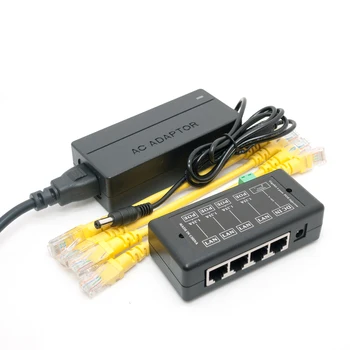 4 Порта Gigabit Passive PoE инжектор midspan Ethernet Адаптер 48V1A 48 W захранване