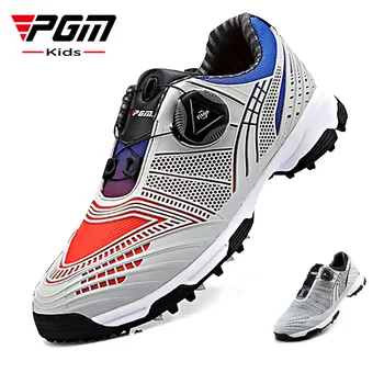 PGM, детски обувки за голф, обувки копчета за момчета, обувки с бърза шнур, спортни непромокаеми обувки, градиентный цвят, есен-зима XZ105
