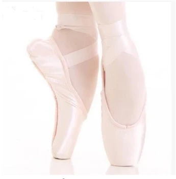 Безплатна доставка на дамски сатенени професионални балетные pointe обувки за танци с панделки