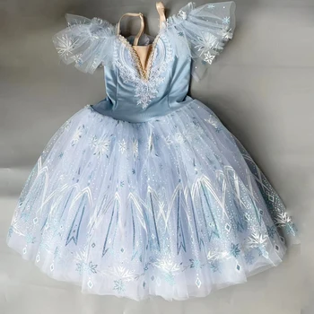 Кралско синя рокля балерина, балетна пола за момичета, дълго танцово дрехи за деца, женски костюми за изказвания, прашка за ориенталски танци за момичета