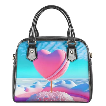 Модерна плажна чанта Love Lollipop Paint с 3D принтом, дамска кожена чанта на рамо, чантата, дамски ежедневни чанта с горната дръжка, определени през рамо