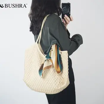 Плажна чанта BUSHRA, дамска чанта, чанта през рамо, новата пролетно-лятна мода 2022 г., холщовая чанта Han Edition, дамски чанти