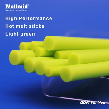 Светло зелени 7-11 мм термоклеевые пръчки за самостоятелно нанасяне на цветни рисунки, на стереоскопичен рисунки, лепене на графити, играчки за ремонт използвайте топлинна пистолет